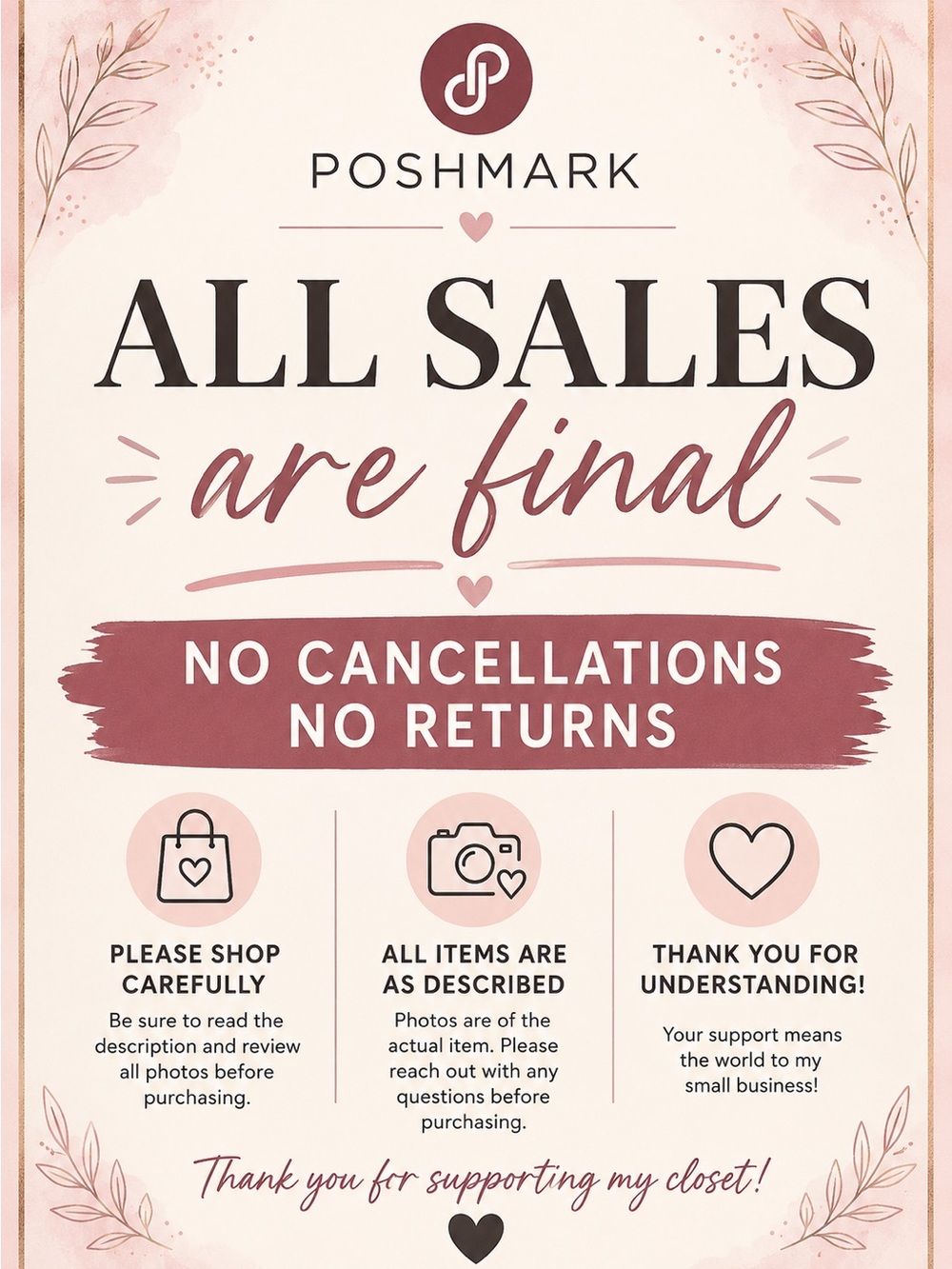 Poshmark "All Sales Are Final" No Cancellations 🚨